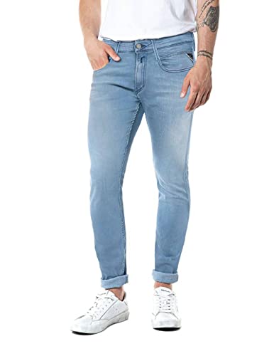 Replay Herren Jeans Anbass Slim-Fit mit Power Stretch, Light Blue 010 (Blau), 32W / 34L von Replay