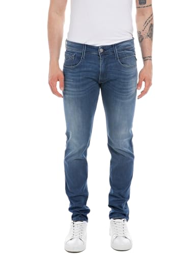 Replay Herren Jeans Anbass Slim-Fit mit Power Stretch, Medium Blue 009-3 (Blau), 28W / 34L von Replay