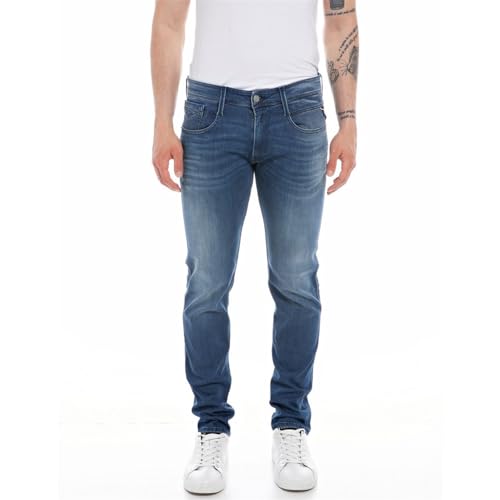 Replay Herren Jeans Anbass Slim-Fit mit Power Stretch, Medium Blue 009-3 (Blau), 28W / 34L von Replay