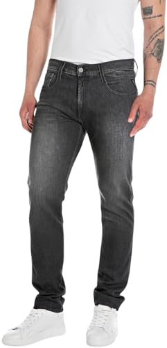 Replay Herren Jeans Anbass Slim-Fit mit Power Stretch, Grau (Dark Grey 097), 34W / 32L von Replay