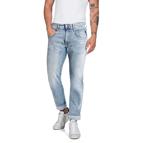 Replay Herren Jeans Anbass Slim-Fit Bio, Light Blue 010 (Blau), 27W / 32L von Replay