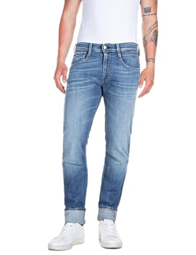 Replay Herren Jeans Anbass Slim-Fit Bio, Medium Blue 009-4 (Blau), 36W / 36L von Replay