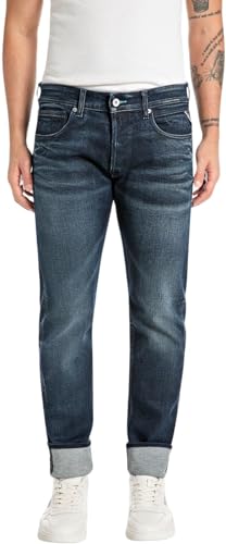 Replay Herren Jeans Grover Straight-Fit, Blau (Dark Blue 007), 36W / 32L von Replay