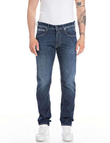 Replay Herren Jeans Grover Straight-Fit, Dark Blue 007 (Blau), 34W / 30L von Replay