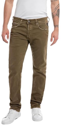 Replay Herren Jeans Grover Straight-Fit, Mud Green 317 (Grün), 31W / 34L von Replay