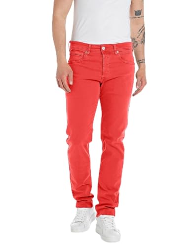 Replay Herren Jeans Grover Straight-Fit, Pale Red 064 (Rot), 33W / 30L von Replay