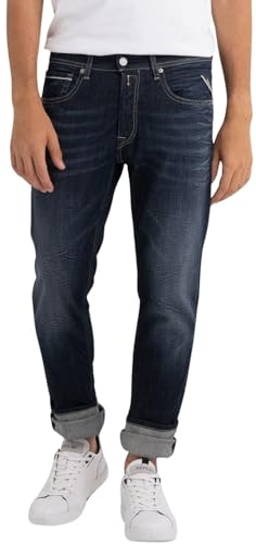 Replay Herren Jeans Grover Straight-Fit Bio, Blau (Dark Blue 007-8), 36W / 34L von Replay