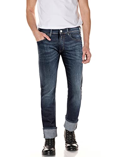 Replay Herren Jeans Grover Straight-Fit Bio, Dark Blue 007-1 (Blau), 31W / 32L von Replay