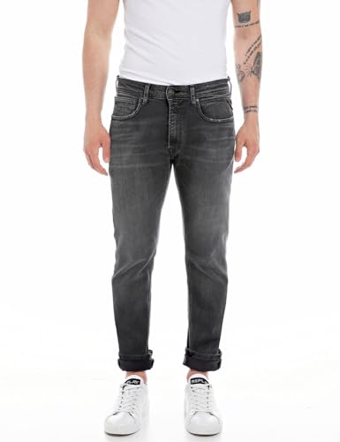 Replay Herren Jeans Grover Straight-Fit Bio, Dark Grey 097 (Grau), 30W / 30L von Replay