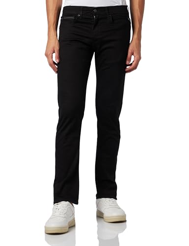 Replay Herren Jeans Grover Straight-Fit Hyperflex Forever Dark mit Stretch, Black 098 (Schwarz), 32W / 34L von Replay
