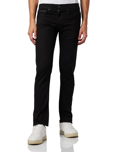 Replay Herren Jeans Grover Straight-Fit Hyperflex Forever Dark mit Stretch, Black 098 (Schwarz), 27W / 32L von Replay