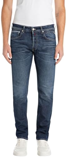 Replay Herren Jeans Grover Straight-Fit Original, Blau (Dark Blue 007), 28W / 30L von Replay