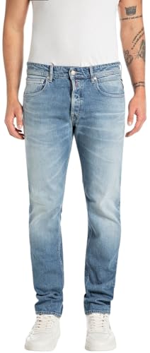 Replay Herren Jeans Grover Straight-Fit Original, Blau (Medium Blue 009-4), 36W / 32L von Replay