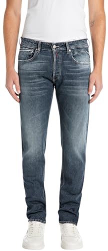 Replay Herren Jeans Grover Straight-Fit Original, Blau (Medium Blue 009-5), 33W / 30L von Replay