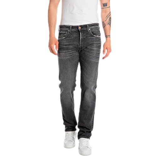 Replay Herren Jeans Grover Straight-Fit Original, Dark Grey 097 (Grau), 32W / 34L von Replay