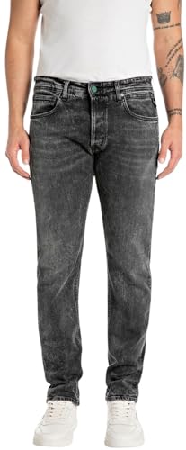 Replay Herren Jeans Grover Straight-Fit Original, Grau (Dark Grey 097), 33W / 32L von Replay