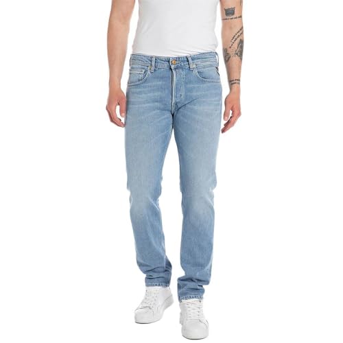 Replay Herren Jeans Grover Straight-Fit Original, Light Blue 010 (Blau), 34W / 30L von Replay