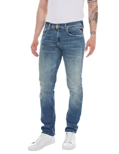 Replay Herren Jeans Grover Straight-Fit Original, Medium Blue 009-1 (Blau), 28W / 30L von Replay