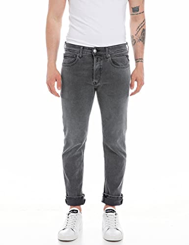 Replay Herren Jeans Grover Straight-Fit Recycled mit Stretch, Medium Grey 096 (Grau), 29W / 32L von Replay