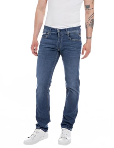 Replay Herren Jeans Grover Straight-Fit, Dark Blue 007-4 (Blau), 27W / 30L von Replay