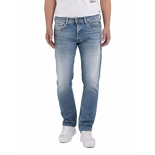 Replay Herren Jeans Grover Straight-Fit aus Comfort Denim, Blau (Light Blue 010), 29W / 32L von Replay