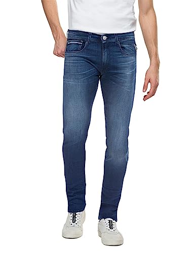 Replay Herren Jeans Grover Straight-Fit mit Power Stretch, Medium Blue 009 (Blau), 31W / 32L von Replay