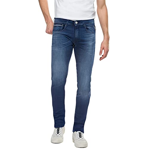 Replay Herren Jeans Grover Straight-Fit mit Power Stretch, Medium Blue 009 (Blau), 33W / 32L von Replay