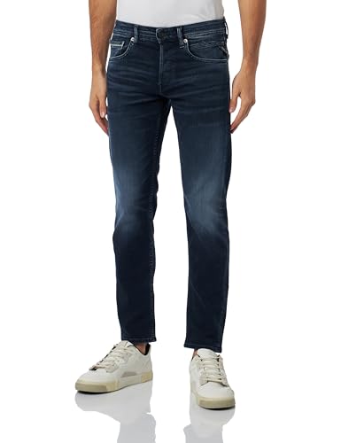 Replay Herren Jeans Grover Straight-Fit mit Stretch, Blau (Dark Blue 007), 32W / 30L von Replay