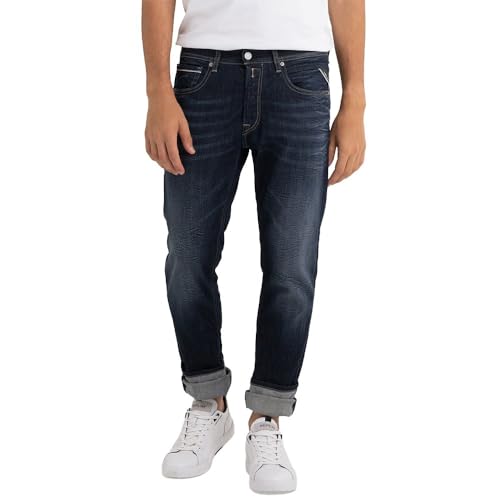 Replay Herren Jeans Grover Straight-Fit Bio, Dark Blue 007 (Blau), 38W / 32L von Replay
