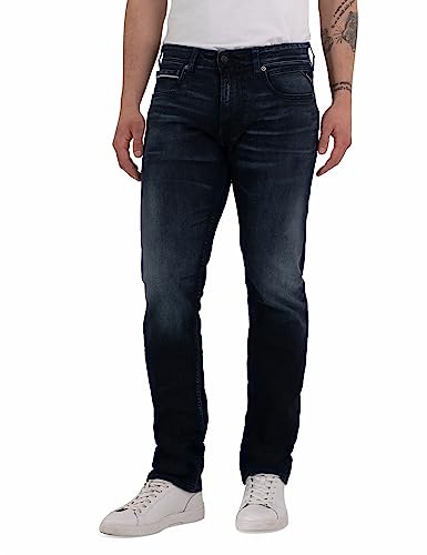 Replay Herren Jeans Grover Straight-Fit mit Stretch, Blau (Dark Blue 007), 38W / 32L von Replay