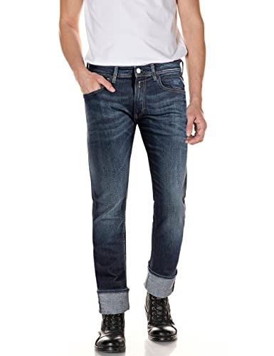 Replay Herren Jeans Grover Straight-Fit Bio, Dark Blue 007-1 (Blau), 28W / 30L von Replay