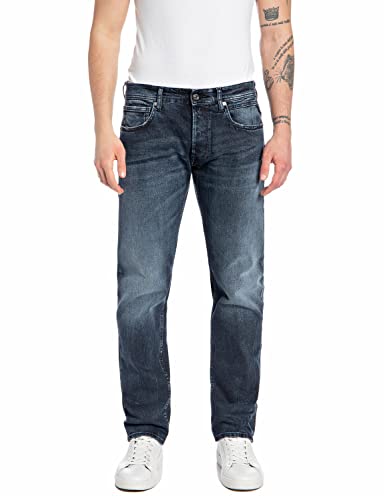 Replay Herren Jeans Grover Straight-Fit Bio, Dark Blue 007-4 (Blau), 28W / 32L von Replay