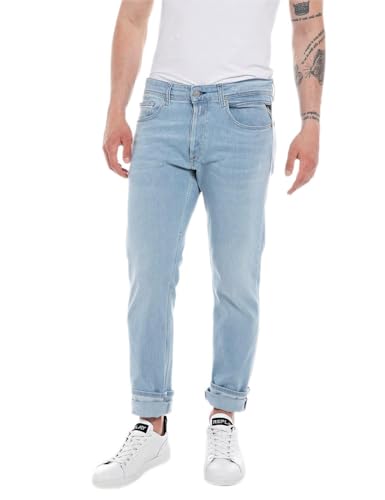 Replay Herren Jeans Grover Straight-Fit mit Stretch, Light Blue 010 (Blau), 31W / 32L von Replay
