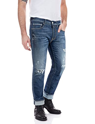 Replay Herren Jeans Grover Straight-Fit Bio, Medium Blue 009-3 (Blau), 27W / 32L von Replay