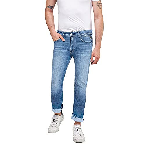 Replay Herren Jeans Grover Straight-Fit Bio, Medium Blue 009-1 (Blau), 27W / 32L von Replay