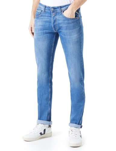 Replay Herren Jeans Grover Straight-Fit, Medium Blue 009-1 (Blau), 33W / 30L von Replay