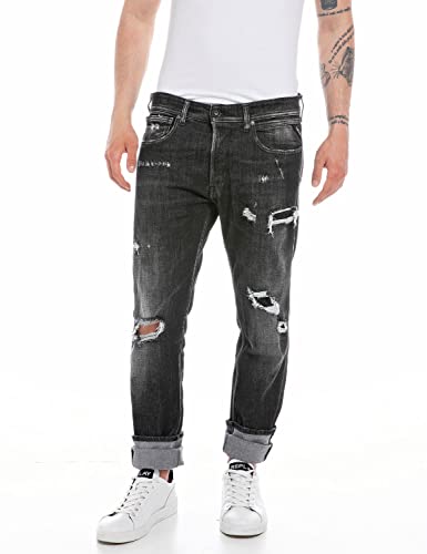 Replay Herren Jeans Grover Straight-Fit, Dark Grey 096 (Grau), 32W / 34L von Replay