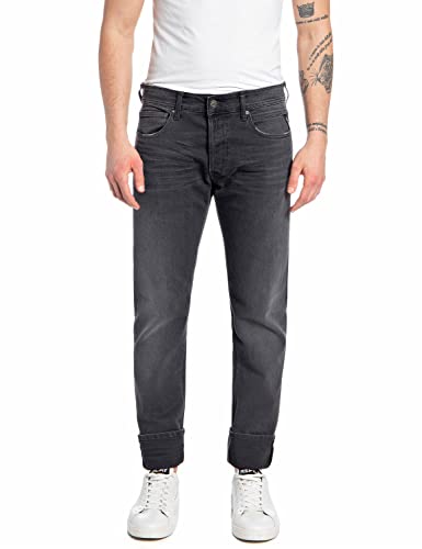 Replay Herren Jeans Grover Straight-Fit Bio, Dark Grey 097-1 (Grau), 28W / 32L von Replay