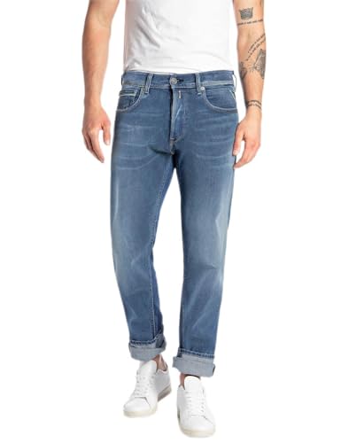Replay Herren Jeans Grover Straight-Fit mit Stretch, Medium Blue 009 (Blau), 32W / 34L von Replay