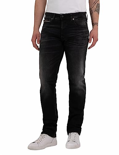 Replay Herren Jeans Grover Straight-Fit mit Super Stretch, Schwarz (Black 098), 32W / 30L von Replay