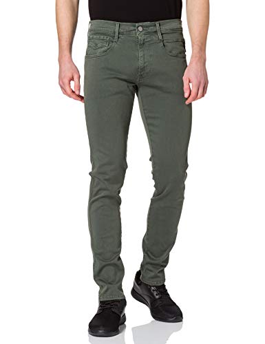 Replay Herren Jeans Anbass Slim-Fit Hyperflex Colour X-Lite mit Stretch, Military Green 030 (Grün), 29W / 30L von Replay