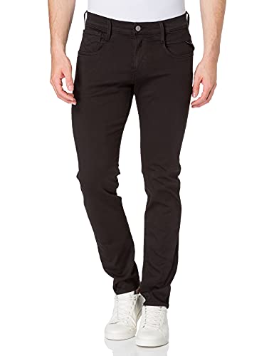 Replay Herren Jeans Anbass Slim-Fit Hyperflex Colour X-Lite mit Stretch, Black 040 (Schwarz), 27W / 30L von Replay