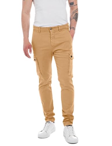 Replay Herren Cargo-Hose Jaan Slim-Fit Hyperflex mit Stretch, Biscuit 617 (Beige), 36W / 32L von Replay