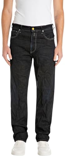 Replay Herren Jeans Kyran Relaxed-Fit, Blau (Dark Blue 007), 34W / 32L von Replay