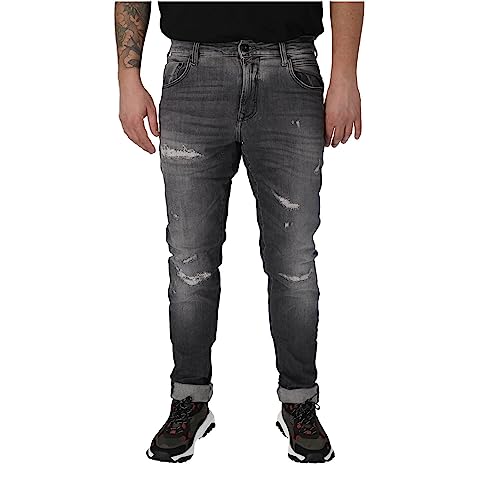 Replay Herren Jeans Mickym Slim-Fit Aged, Dark Grey 097 (Grau), 33W / 32L von Replay