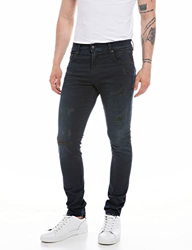 Replay Herren Jeans Mickym Slim-Fit Hyperflex mit Stretch, Dark Blue 007 (Blau), 32W / 30L von Replay