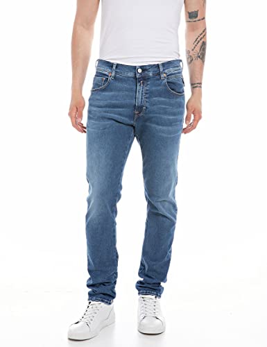 Replay Herren Jeans Mickym Slim-Fit Hyperflex mit Stretch, Medium Blue 009 (Blau), 30W / 34L von Replay