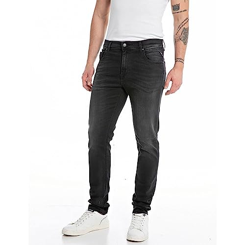 Replay Herren Jeans Mickym Slim-Fit, Black 098 (Schwarz), 33W / 32L von Replay