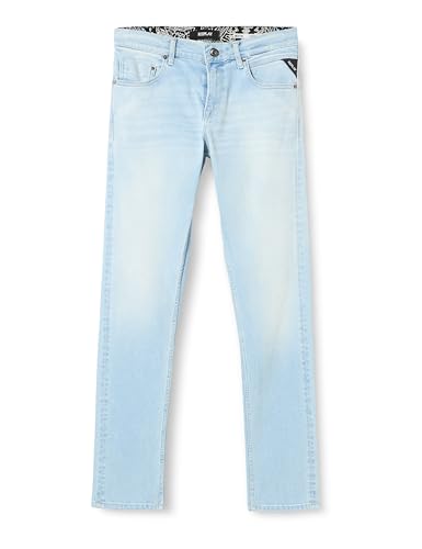 Replay Herren Jeans Mickym Slim-Fit mit Stretch, Blau (Light Blue 010), W32 x L34 von Replay