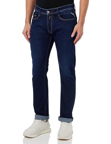 Replay Herren Jeans mit Stretch, Blau (Dark Blue 007), 32W / 34L von Replay